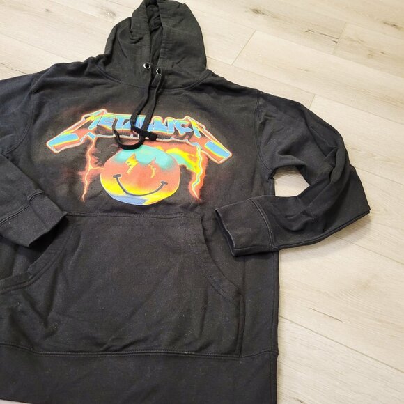 J Balvin Metallica Graphic Pullover Hoodie Sweatshirt Sz Small Black Music - Picture 2 of 3